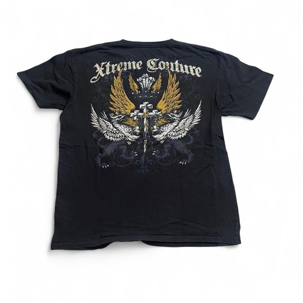 Xtreme Couture By Affliction Y2K Style Black T-Shirt Size XL Goth Emo Skate MMA